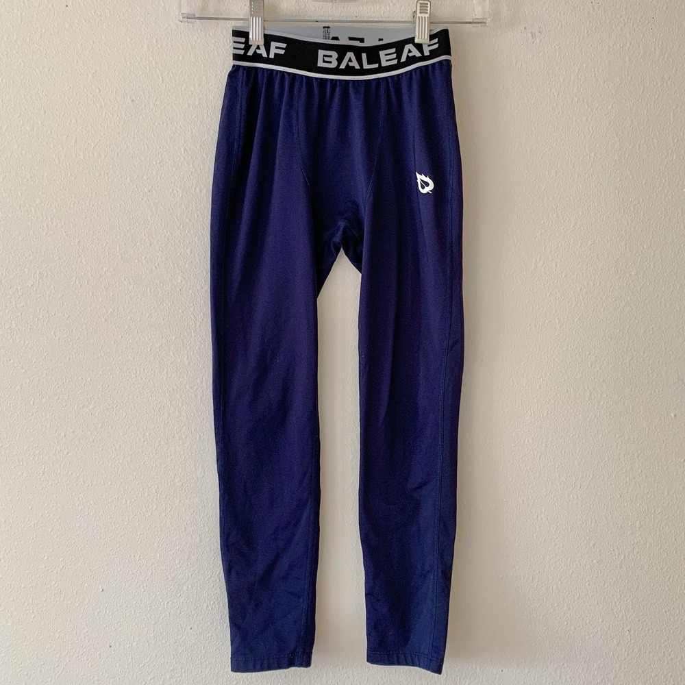Baleaf Boys Youth Athletic Compression Leggings Base Layer Blue Medium